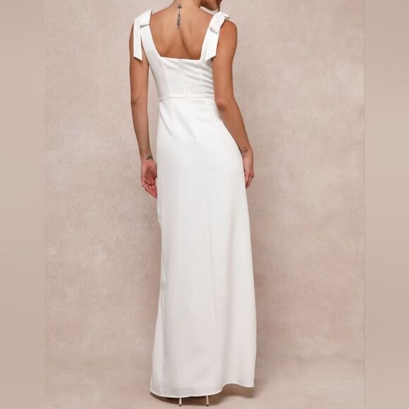 NWT Your Sweetie White Tie-Strap Column Maxi Dress Lulus - Picture 4 of 6